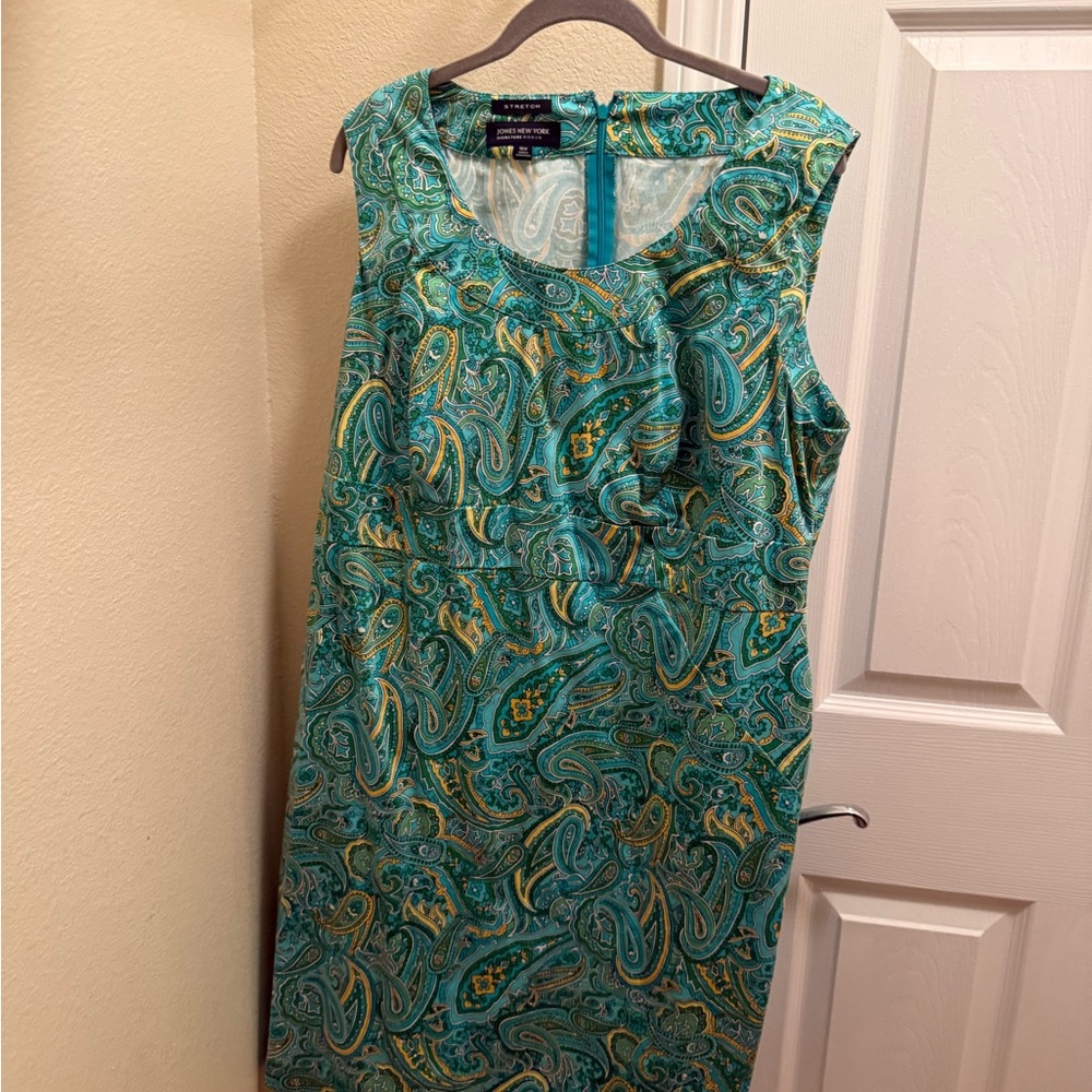 Jones New York Teal Paisley Midi Dress